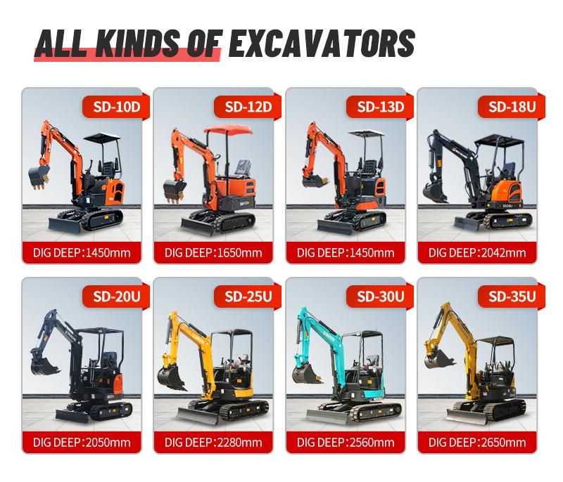Hydraulic 1 Ton Mini Diggers Mini Excavators SD12s SD13D
