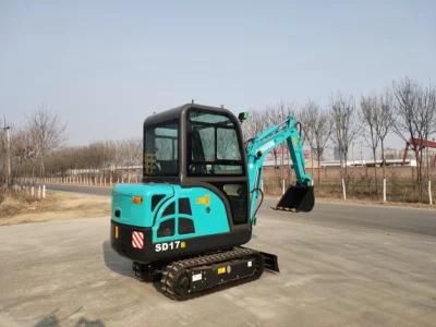 China New Mini Excavator 1.7 Ton 2 Ton Small Digger with Cheap Price for Sale