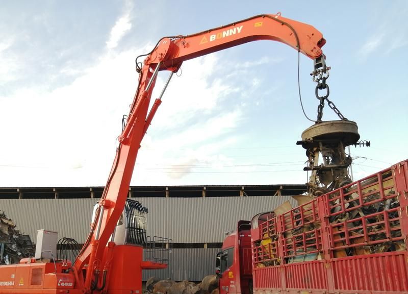China BONNY BHW35-8 35 Ton Wheel Hydraulic Material Handler with Magnet Devices/ Lifting Magnets
