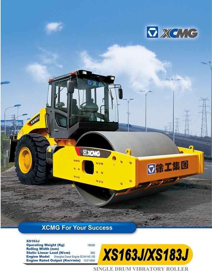 X C M G Xs163j Single Vibration Drum Road Roller for Sale