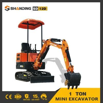 Shanding SD12s 1 Ton Chinese Cheap Mini Rubber Crawler Excavator Mini Digger