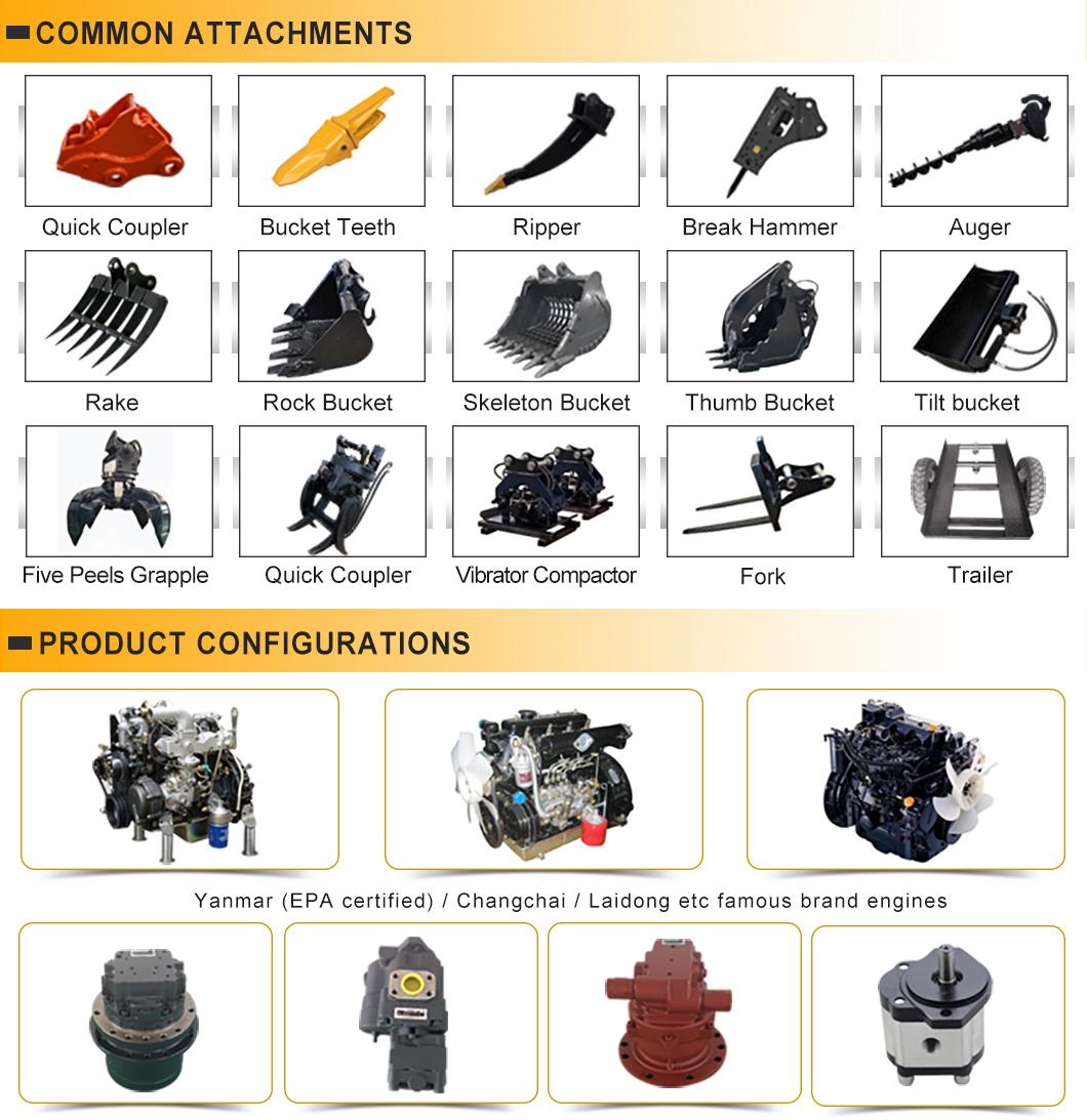 Cheap Smart Operation New Mini Excavator Small Hydraulic Excavator Machine Micro Trench Digger with Attachments for Sale 1 Ton 1.5 Ton 2 Ton 2.5 Ton 3 Ton