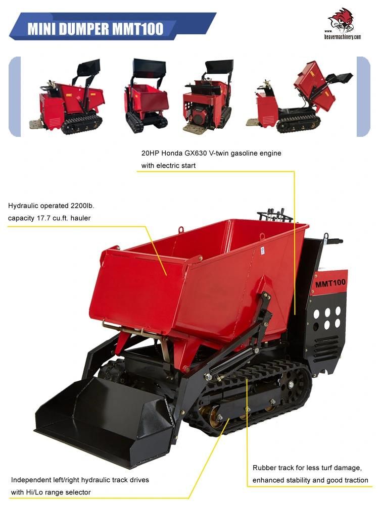 Hot Sale Hydraulic Garden Mini Dumper Truck, Concrete Dumper 20HP 1200kgs Load