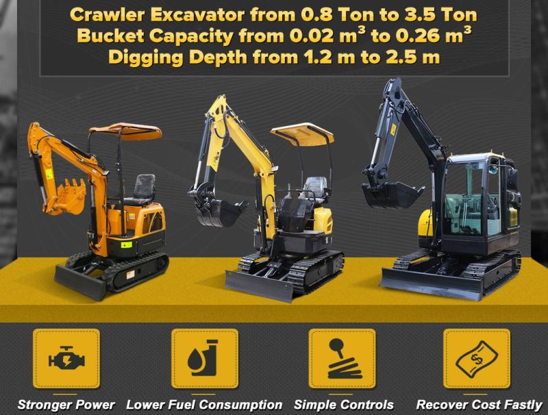 New Ce Certification Hydraulic Mini Crawler Excavator Compact Micro Digger 0.8ton 1ton 2ton 3ton 4ton 5ton 6ton 7ton 8ton 9ton 10ton Prices
