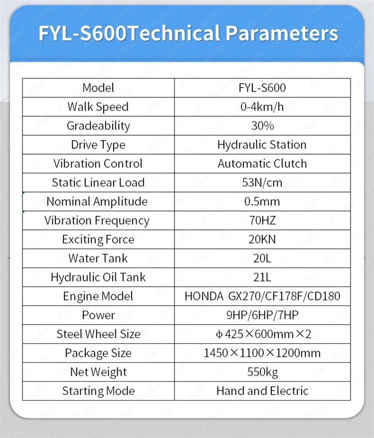 Superior Performance Double Drum Walk Behind Vibratory Roller Fyl-S600c