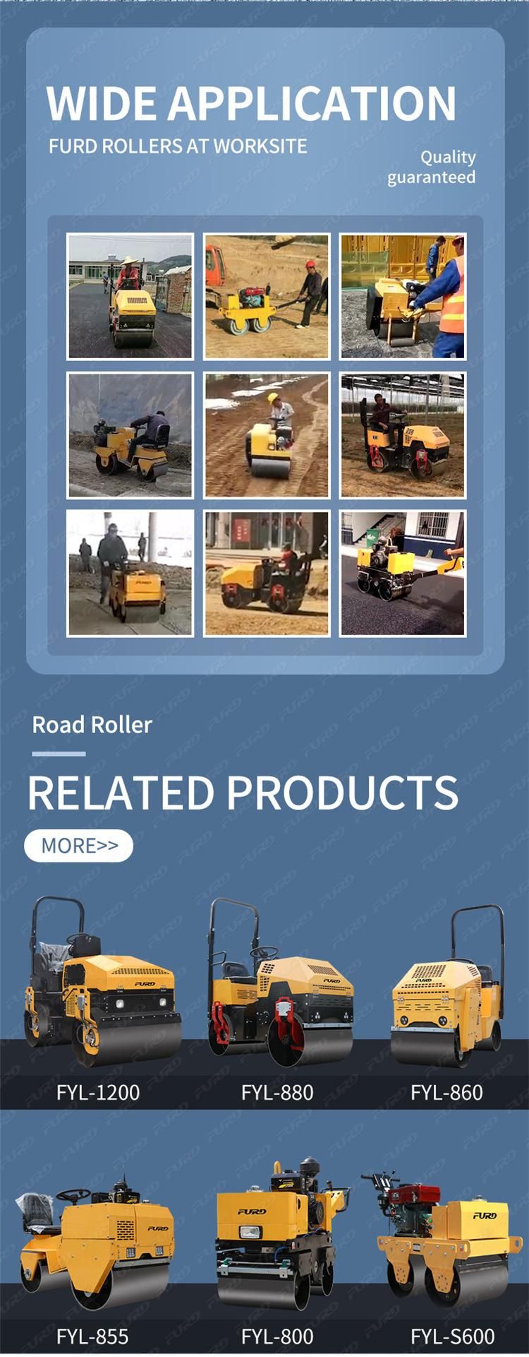 Handheld Vibrating Road Roller Double Drum Roller Compactor Pedestrian Road Roller Fylj-S600c