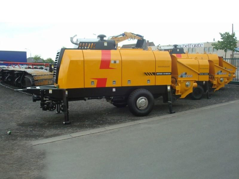 Small 50m3/H Diesel Trailer Concrete Pump Hbt5008c-6y with 100m Pipe