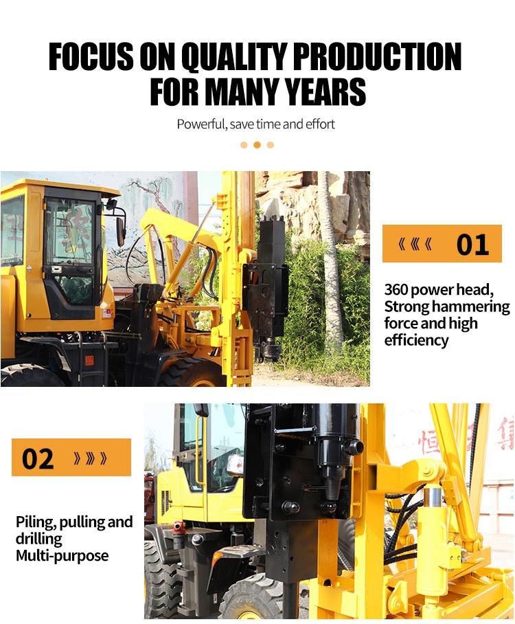 Wheel Type Guardrail Piling Machine Road Fence Post Pile Driver