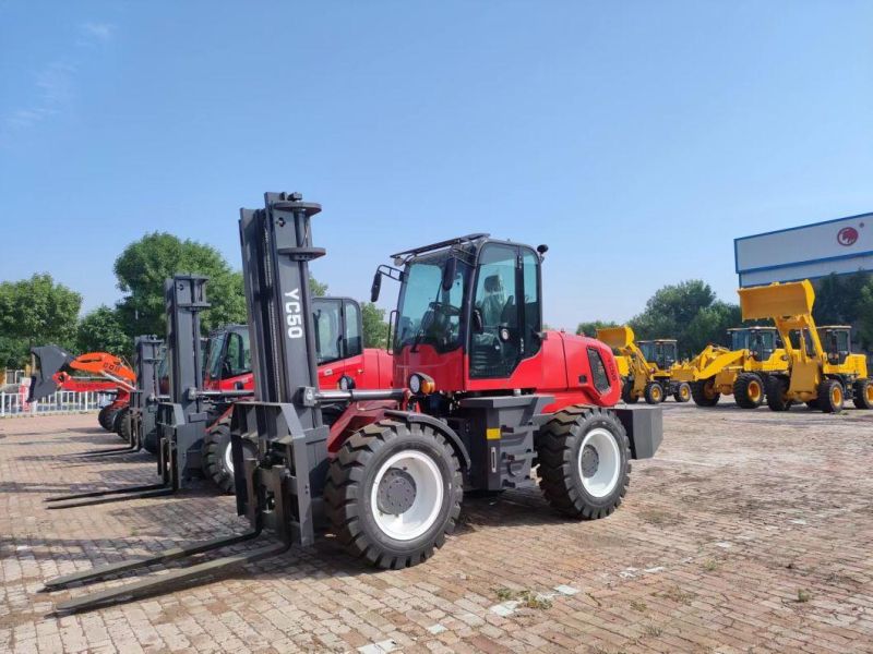 Tractor Forklift with 5 Ton Rough Forklift with 4.5m Lifting Height 1.52m Tooth 3 Level Gantry