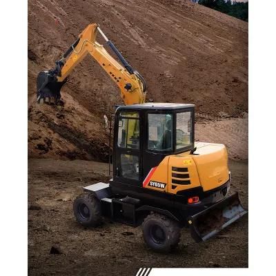 Sanyii Brand Sy65W Wheel Excavator 6 Ton Small Excavator Cheap Price