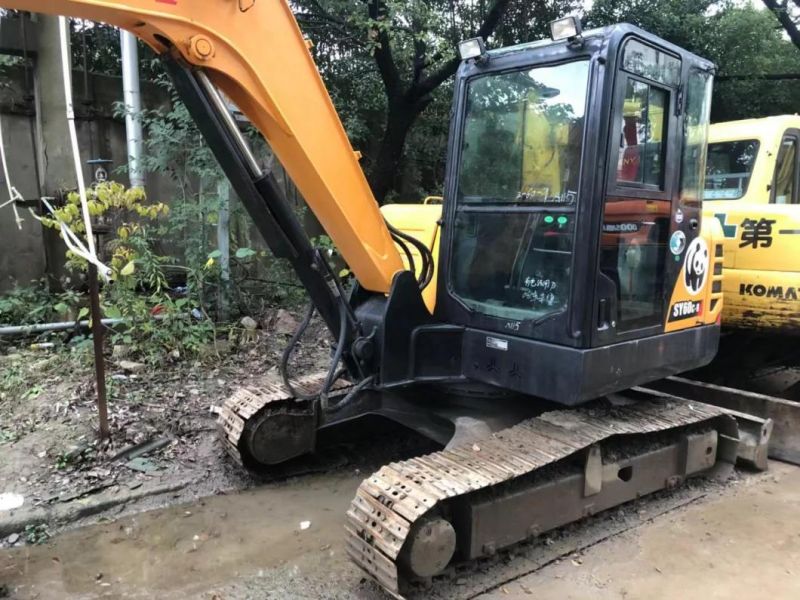 Used Sanyy Sy60c Crawler Excavator with Hydraulic Breaker Line and Hammer in Good Condition