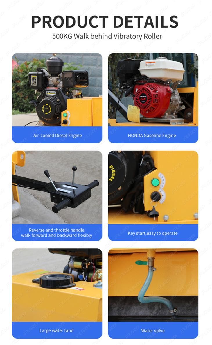 Cheap Price 500kg Walk Behind Road Construction Equipment Vibrating Road Roller