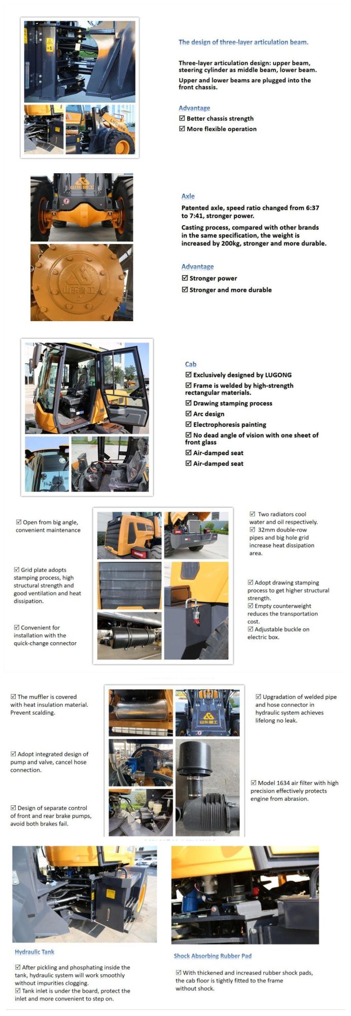 2.2 Ton Lugong Mini Wheel Loader for Construction Site