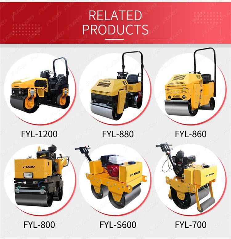 Mini Tandem Asphalt Paving Vibratory Roller Compactor Vibrator Roller Fyl-600c