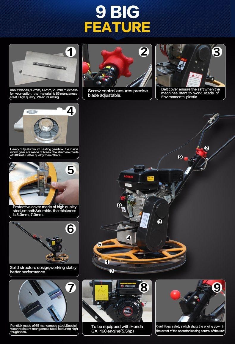 Walking Behind Power Trowel Machine 600mm Concrete Trowelling Machine