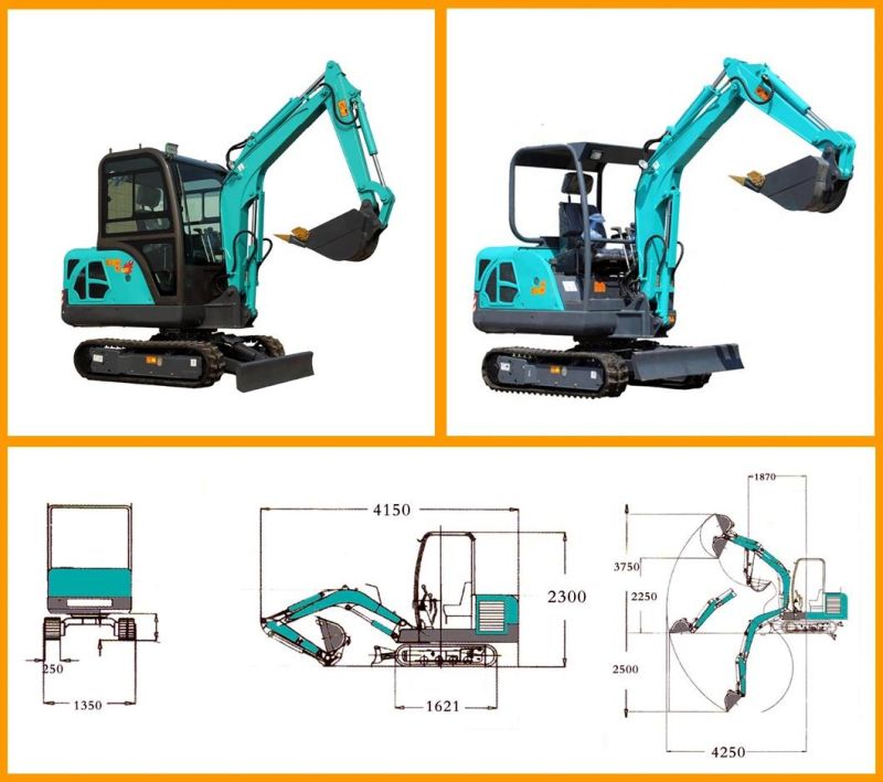 China High Standard 2.5 T Small Backhoe Digger Fw25b Mini Hydraulic Pump Rubber Crawler Track Excavators Cheap Price for Sale