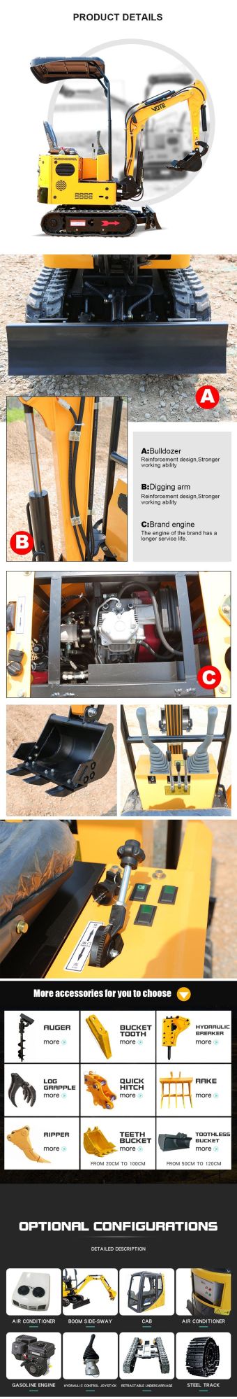 High-Quality Hot-Selling Product, High Operating Efficiency 1.5km/H Small Excavator