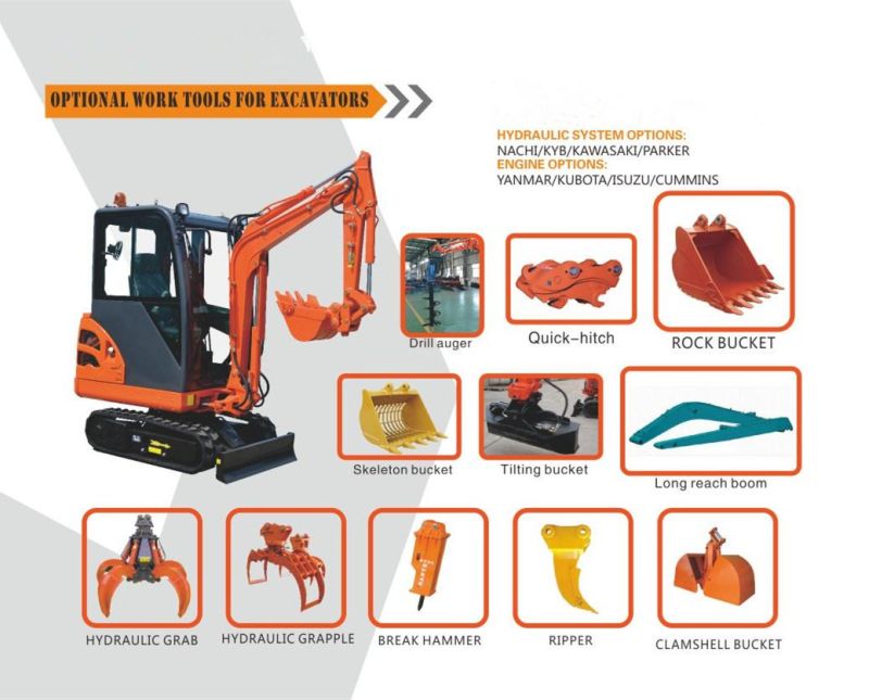 Mini Crawler Excavators 3.2ton with 0.11cbm Bucket