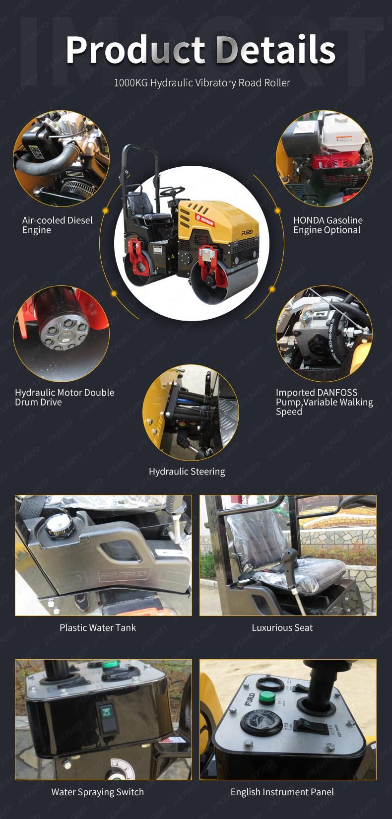 New Small Road Roller 1 Ton Smooth Drum Rollers for Sale