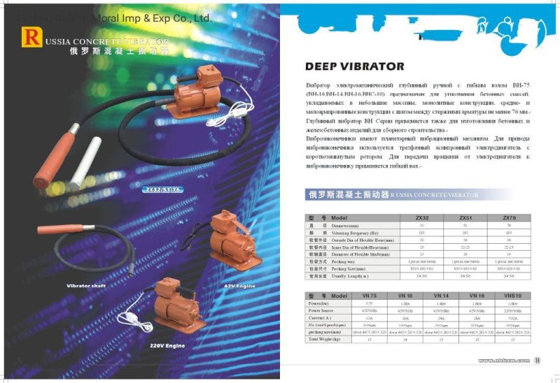 GM Electric Concrete Vibrator With1.1kw/380V/OEM /in Factory Price