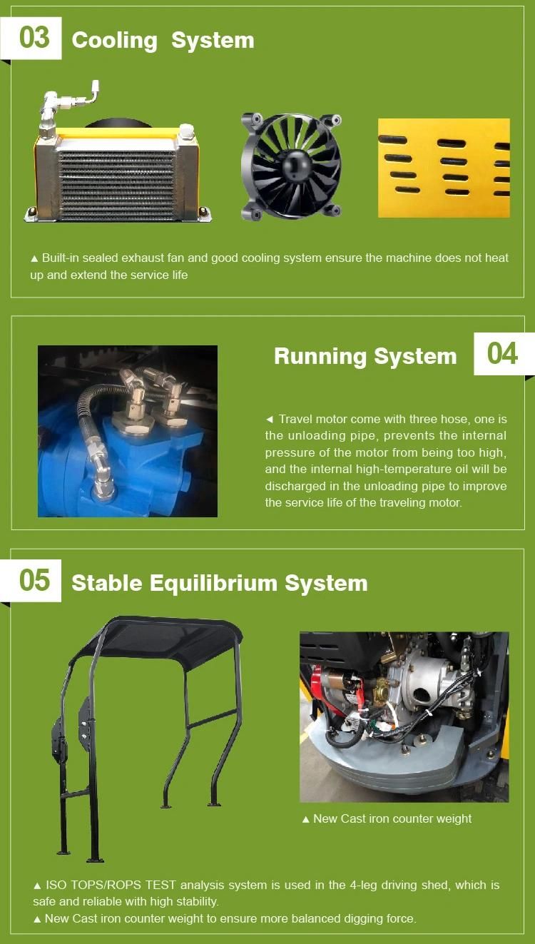 Garden Machinery 1 Ton 1.2 Ton Hydraulic Mini Track Digging Excavator