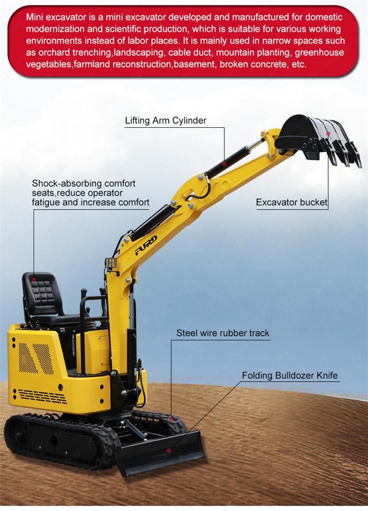 New Mini Excavator Price 1000kg Excavators Small Digger with EPA