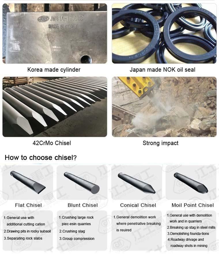 Hydraulic Breaker Concrete Rock Hammer with Chisel 140mm for 18-26 Tons Excavator