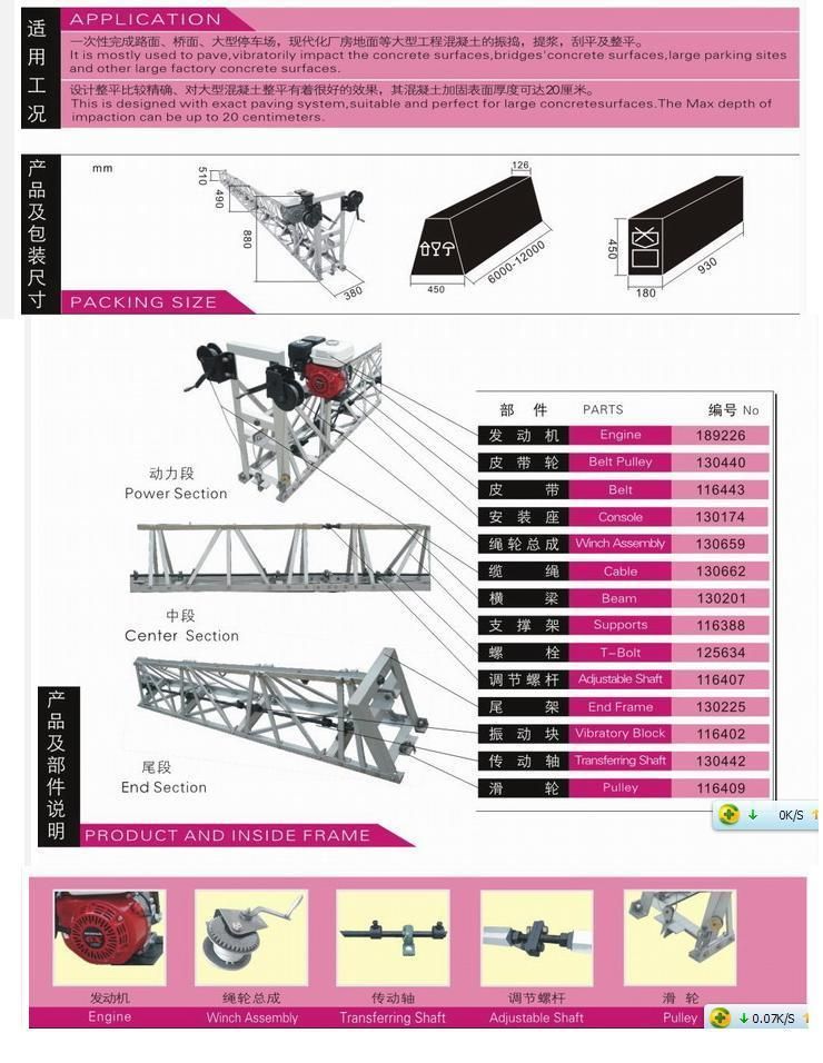 Vibratory Truss Concrete Vibrator Screeds for Sales Zp55