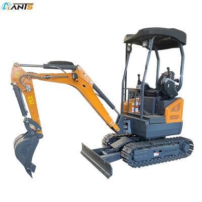 China CE EPA 1.5 Ton 2 Ton Mini Digger Rubber Tracks Excavator with Roof Closed Cabin