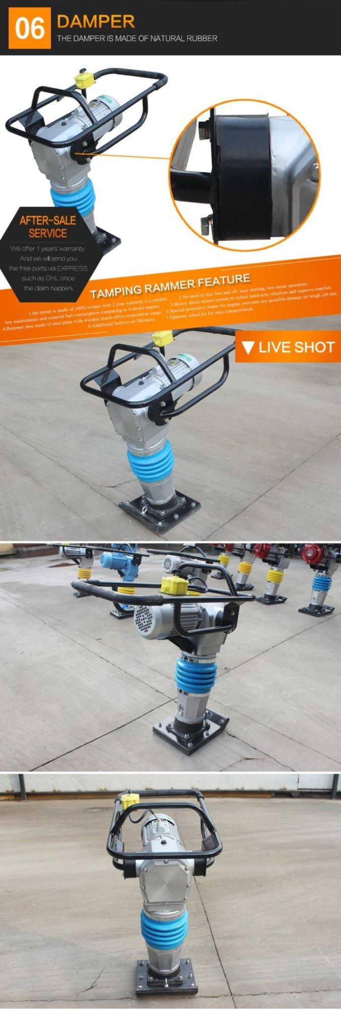 Vibrating Plate Compactor Tamping Rammer / Tamping Rammer with Honda Gx100
