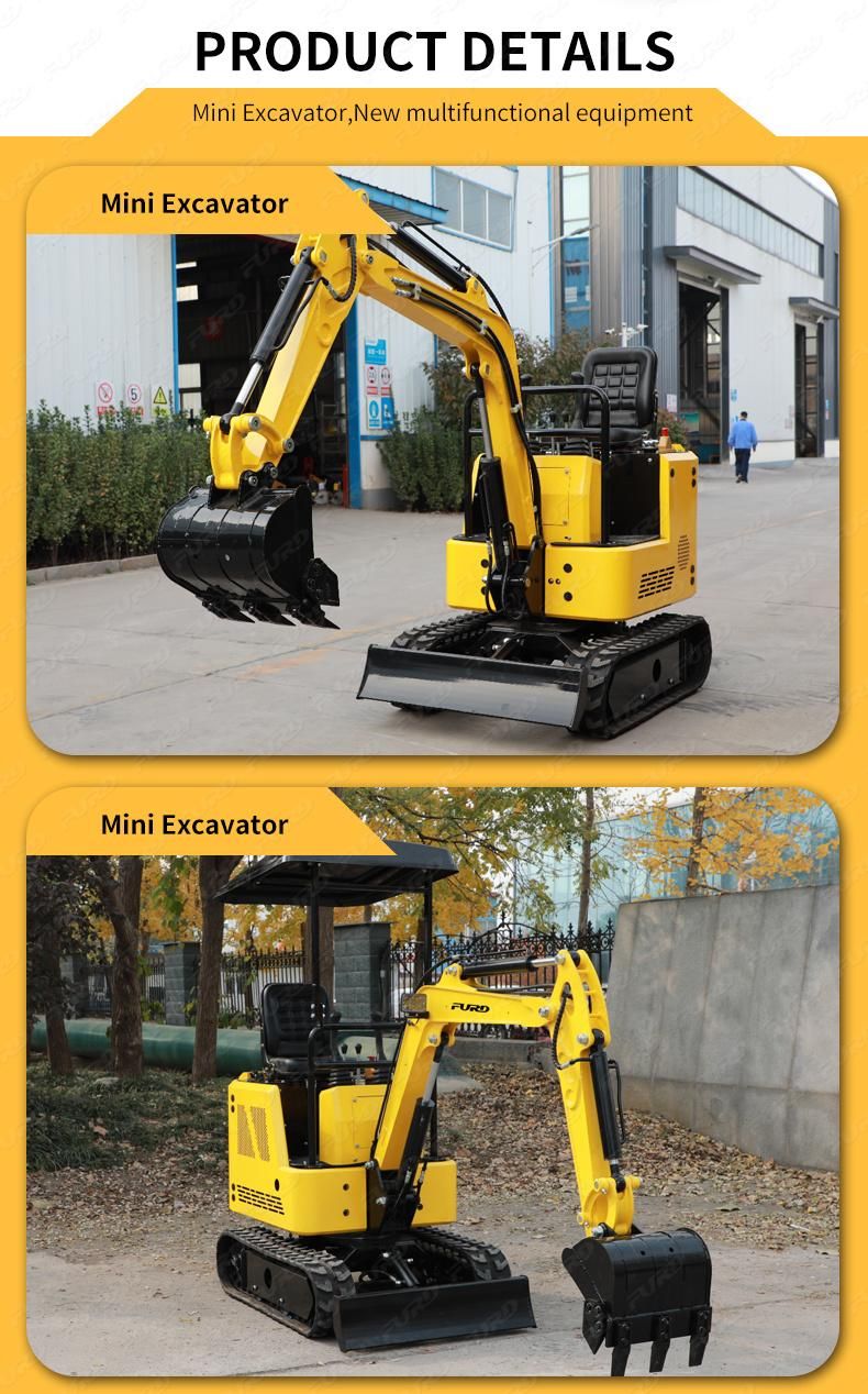 China Excavator 1 Ton Mini Excavator with Rubber Track or Steel Track