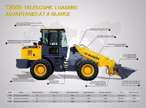 Construction Manchine Agricultural T2000 Telescopic Wheel Loader Equipment