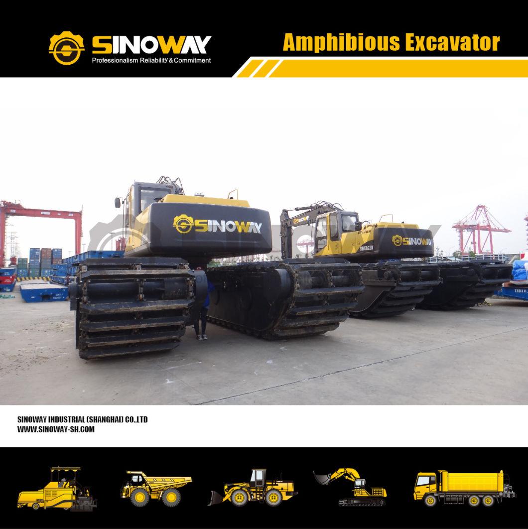 China Supplier Marsh Buggies Amphibious Excavators with Floating Pontoon for Salt Lake Dredging