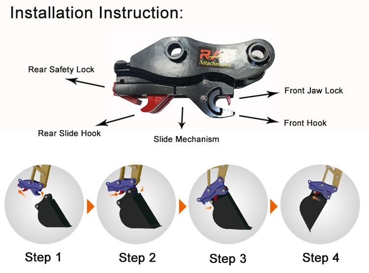 High Quality Excavator Bucket Quick Couplers Hydraulic Quick Hitch for Sale