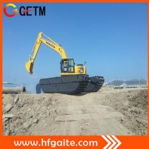 Amphibious Excavator for Dredging, Positioning of Sheeting-Piling
