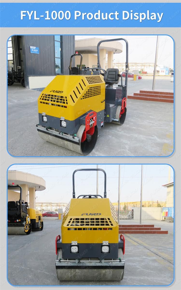 Double Drum Ride on Vibratory Roller Small Roller Vibratory Compactor Fyl-1000
