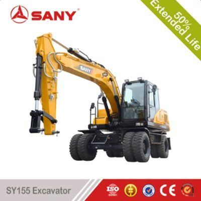Sany Sy155W 15.5 Ton Mini Wheel Excavator with 0.4m3 Bucket of Earth Moving Machinery
