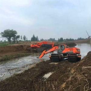 Good Sale Mini Amphibious Long Reach Excavator with Floating Tank Pontoon