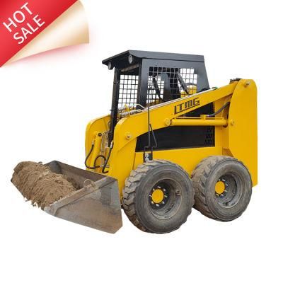 Ltmg Mini Joystick Loader 500kg 700kg 1050kg 1500kg Wheel Skid Steer Loader with Attachments