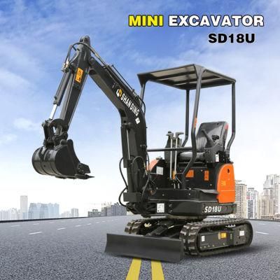 SD18u 1.8ton 2ton Mini Excavator Manufacturer with Mini Digger Earth-Moving Excavator Hydraulic Crawler Rubber Excavator