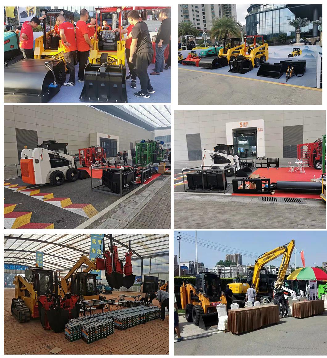 Skid Loader Crawler Skid Steer 850kg 1200kg 1.5 Ton Wheel Skid Steer Loader with Auger Hammer Forest Mulcher