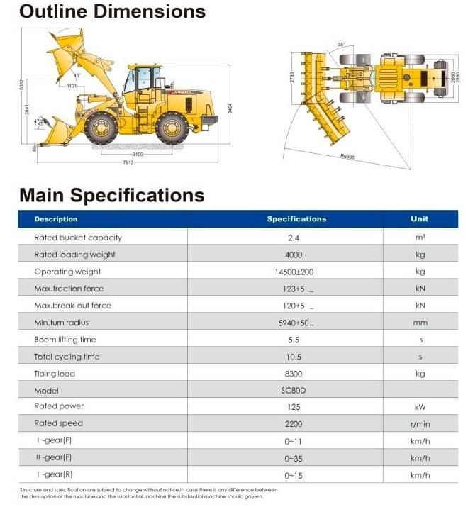 4 Ton Wheel Loader Zl40g/Lw400kn/Lw400fn/Lw400K