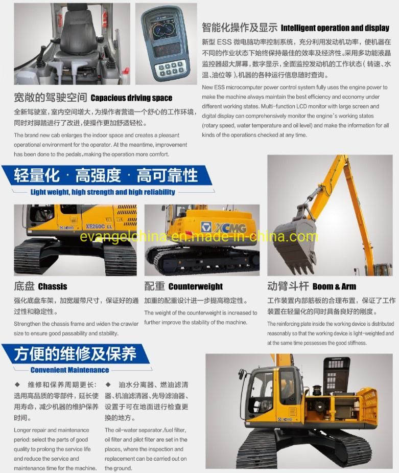 27.5ton Long Boom 18m Reach Hydraulic Crawler Excavator Xe260cll