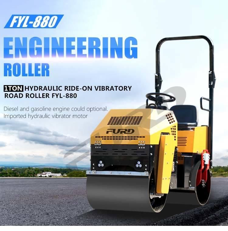 New Type Hydraulic Double Drum 1 Ton Ride on Vibratory Road Roller