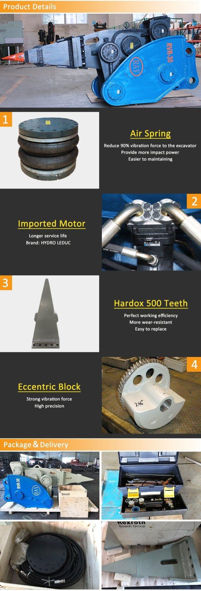 Excavator Spare Parts Soil Vibro Ripper with Sharp Teeth