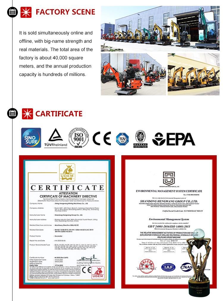 CE/EPA Hydraulic Backhoe 8 Ton Excavator for Southeast Market