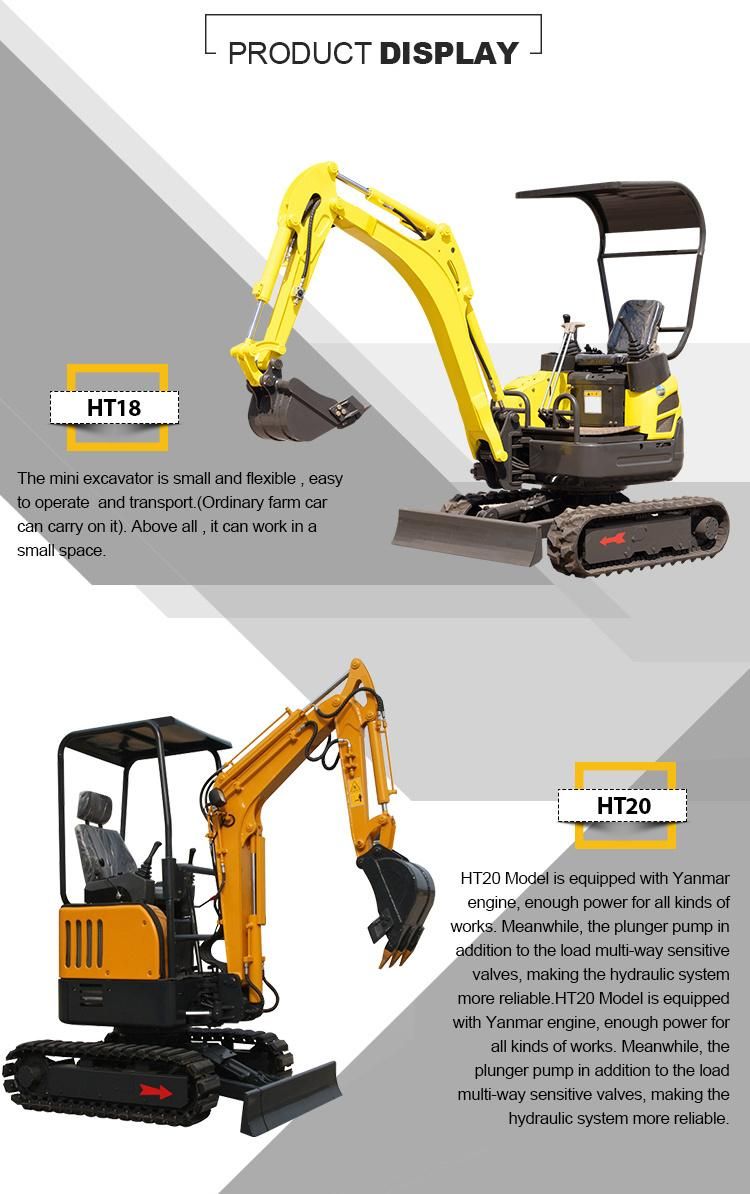 Mini Tracked Digger Chain Digger Ce Certificated Mini Excavator 1 Ton Hot Sale