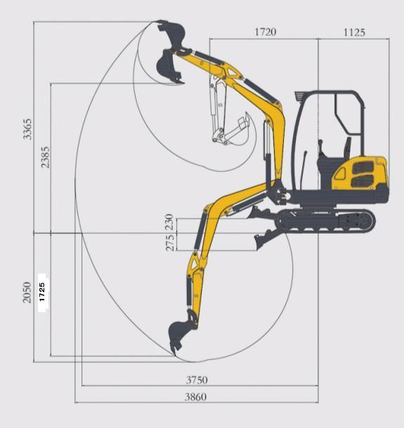 China Cheap New Mini Digger Crawler Excavator 1.8 Ton Mini Excavator