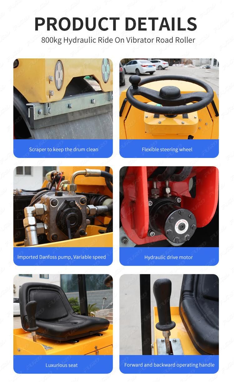 Fyl-860 800kg Mini Vibration Double Drum Road Roller with Good Price