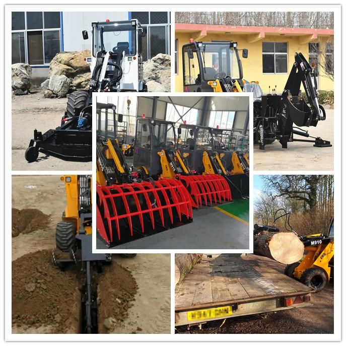 Grass Cutting Machinery Small Wheel Loader M910 with Lawn Mower